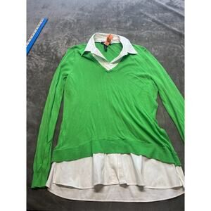 Ralph‎ Lauren Green Long Sleeve sweater with White Collard Shirt Size Large